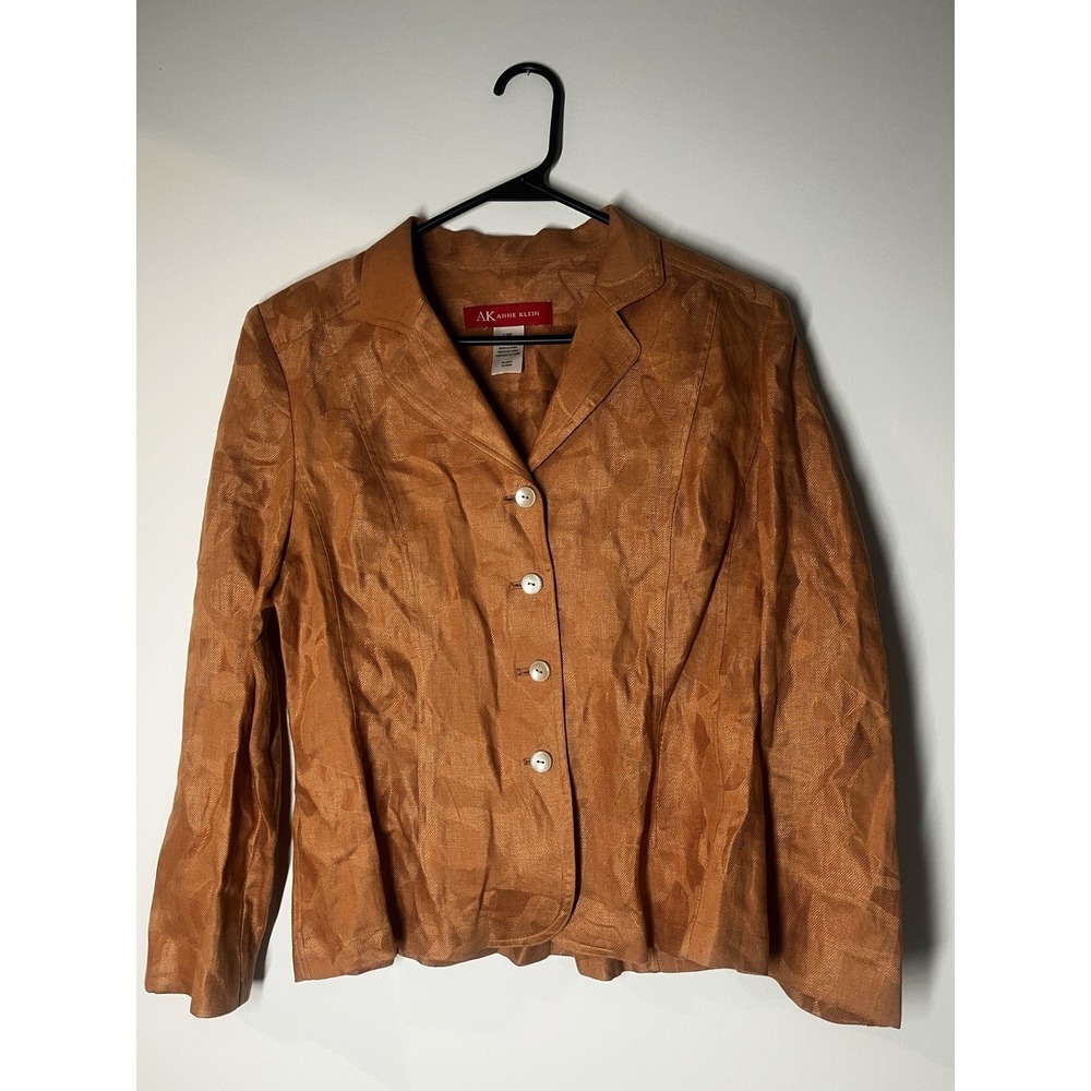 Anne Klein Cooper Textured Button Front Ladies Blazer Size 12P